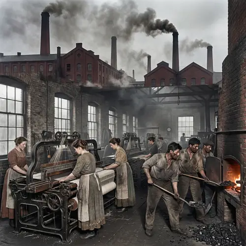 Industrial Revolution Scene Depicting Working Class