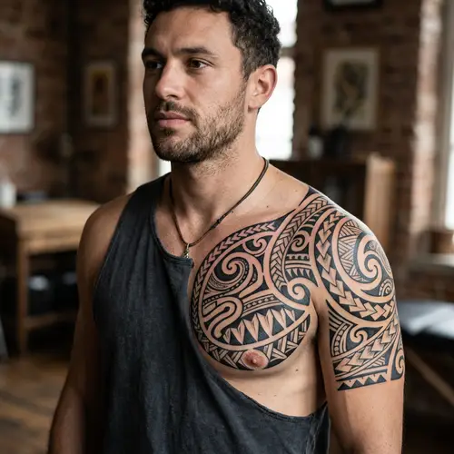 Stunning Chest Tribal Tattoo Designs