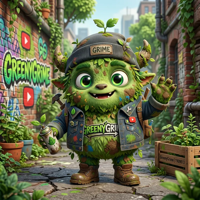 GreenyGrime YouTube Channel Mascot Design