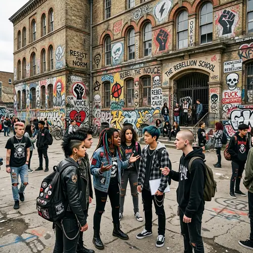 Rebellious School with Defiant Atmosphere