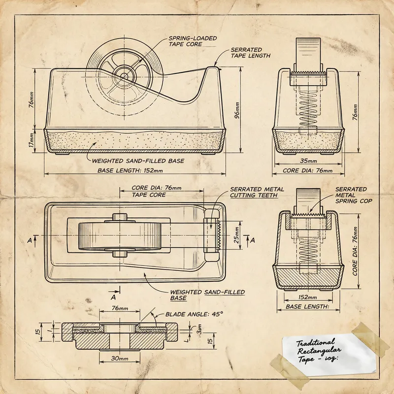Vintage Tape Dispenser Blueprint with Label Vintage Tape Dispenser Blueprint with Label