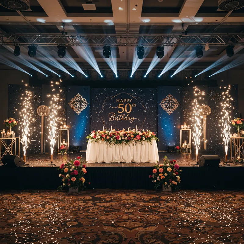 Stunning 50th Birthday Stage Setup Ideas