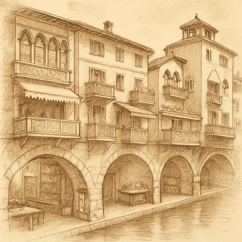 Ponte Vecchio Bridge Sketch in Sepia Tones