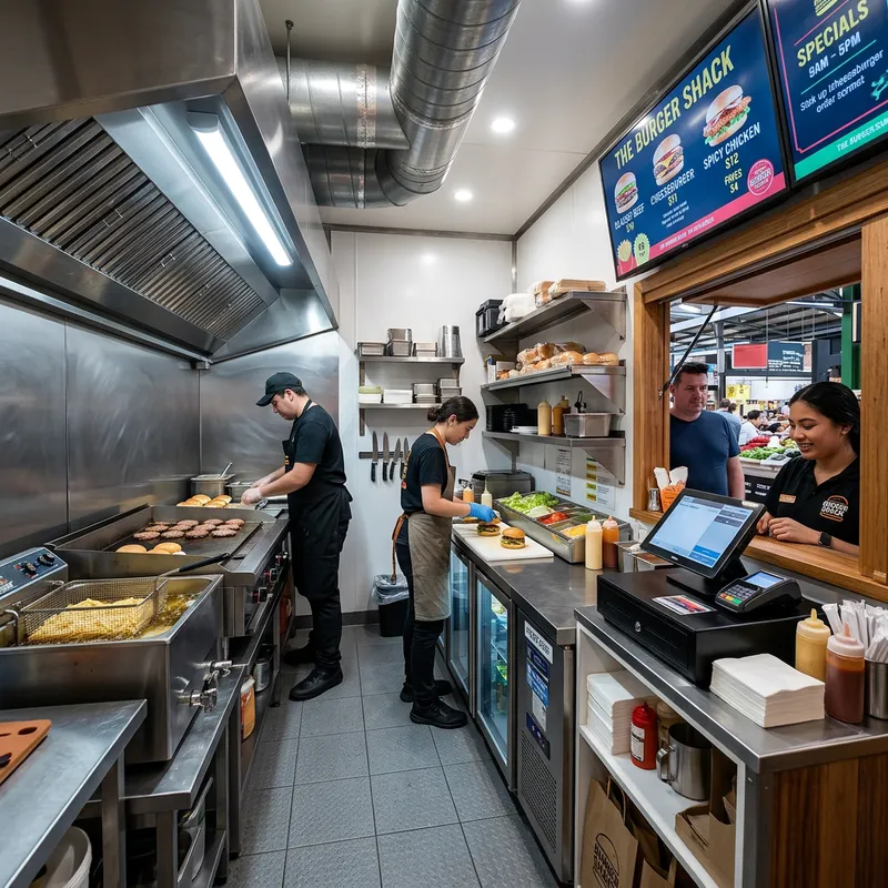 Compact Burger Kiosk Interior Design Ideas