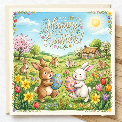 Festive Happy Easter Card Design