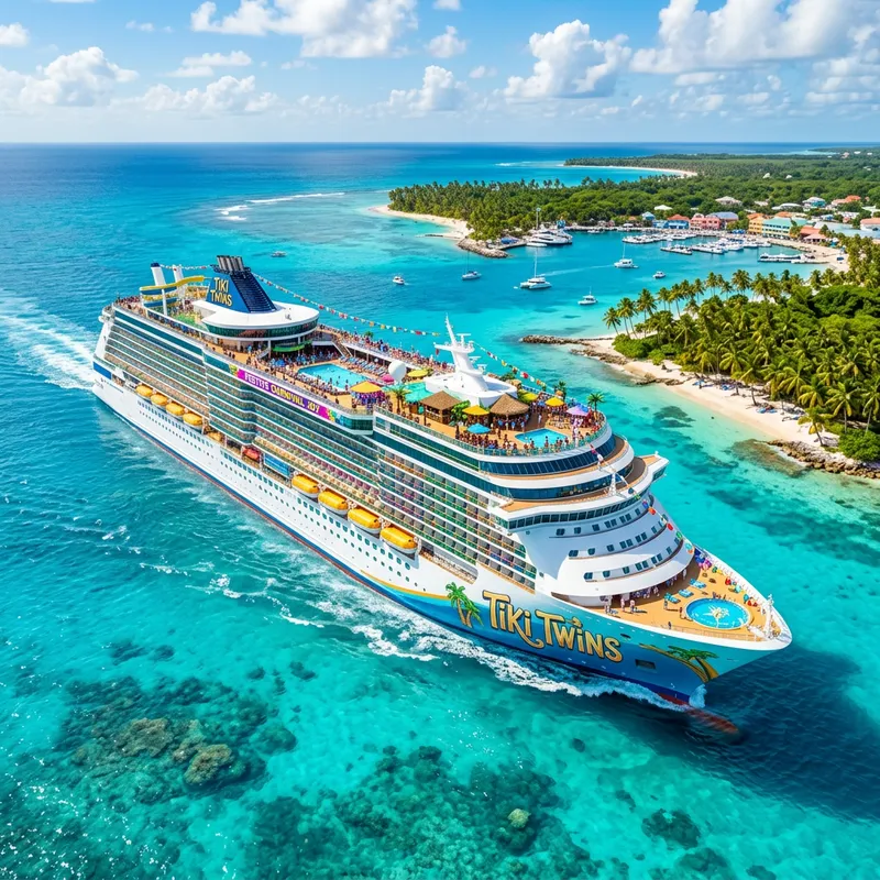 Opulent 'Tiki Twins' Cruise Ship | Vibrant Caribbean Luxury Opulent 'Tiki Twins' Cruise Ship | Vibrant Caribbean Luxury