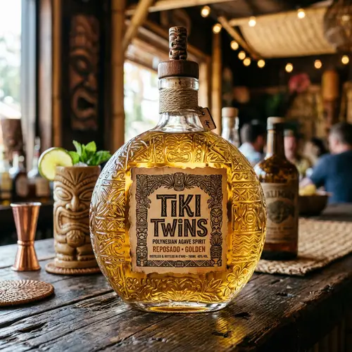 Tiki Twins Tequila - Premium Bottle with Golden Elixir