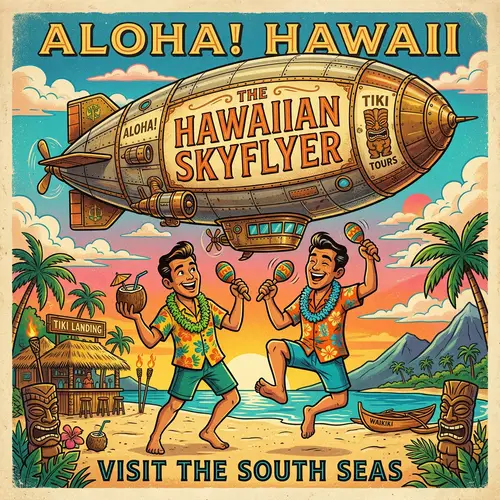 Tiki Twins: Vibrant Retro-Futuristic Illustration