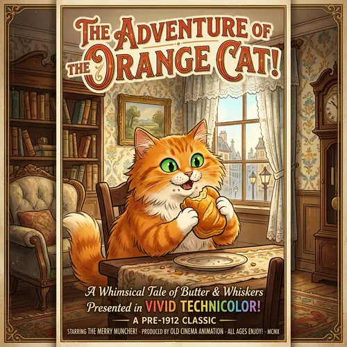 Whimsical Cat Enjoys Brioche in Elegant Apartment