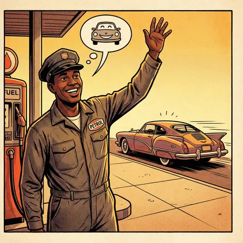 Comic Black Male Petrol Attendant Image