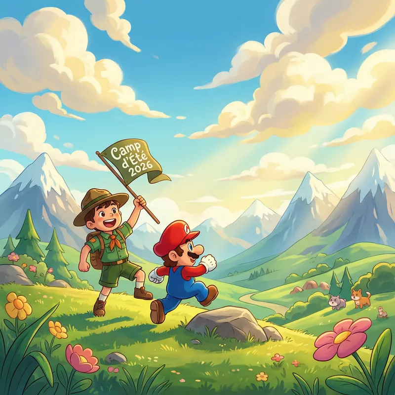 Whimsical Summer Camp Illustration: Camp d'Été 2026