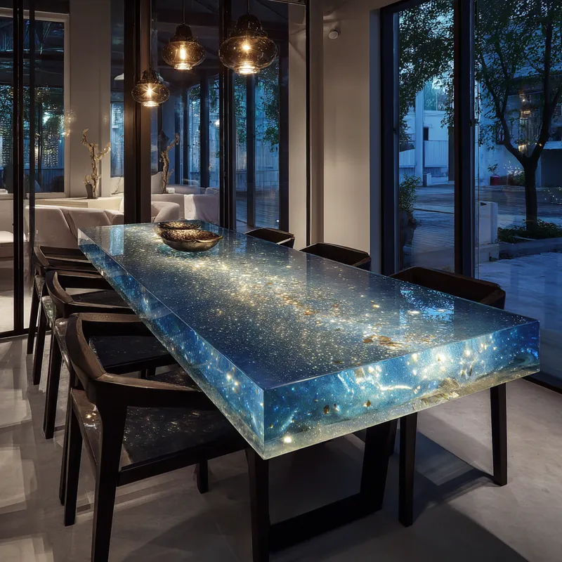 Elegant Epoxy Resin Dining Table Set for Modern Homes