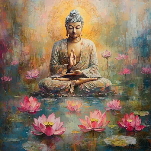 Serene Buddha in Abhaya Mudra - Spiritual Art