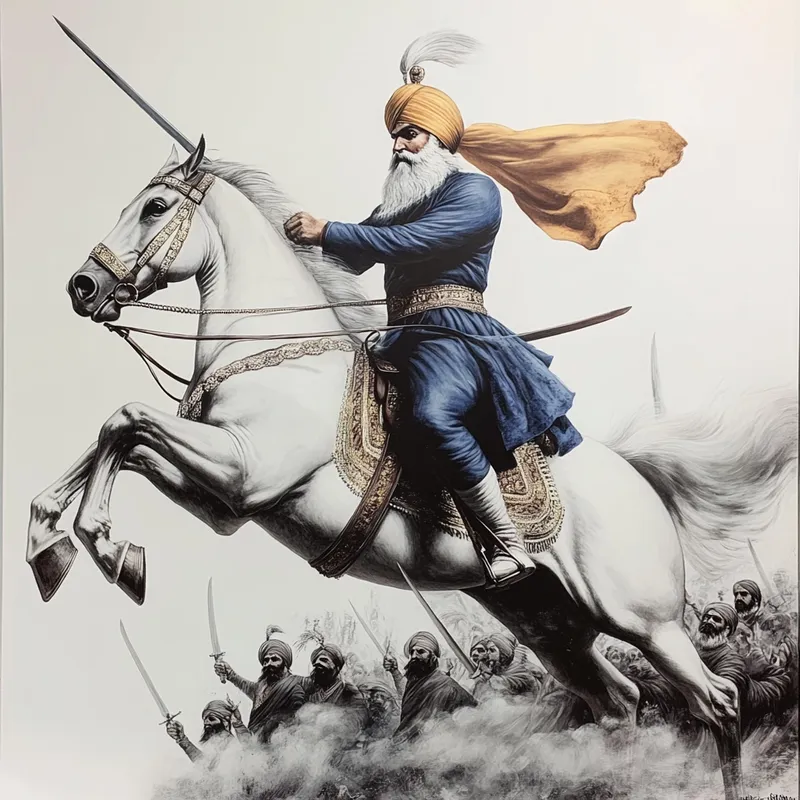 Sikh Warrior on Horse with Sword - Historical Valor Sikh Warrior on Horse with Sword - Historical Valor