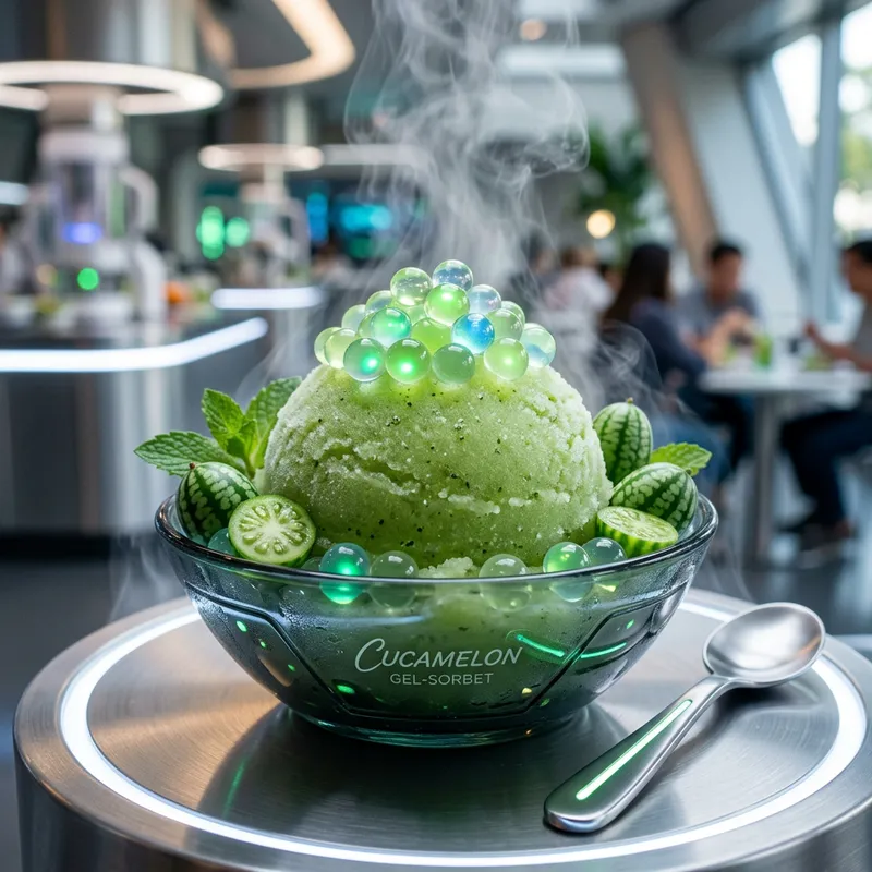 Futuristic Cucamelon Flavor Sorbet with Innovative Gels