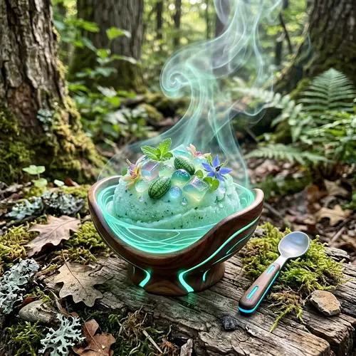 Futuristic Cucamelon Flavor Sorbet with Gels and Steam