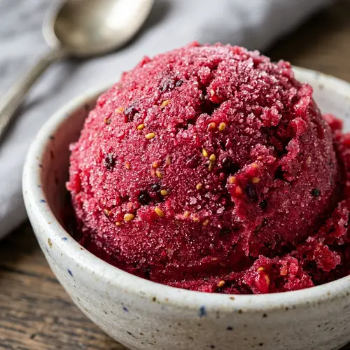 Detailed Raspberry Sorbet: Vibrant Texture and Flavor