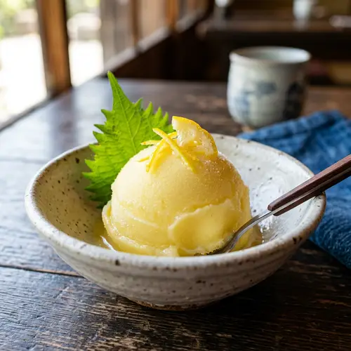 Lemon Sorbet: Textured Delight with Japanese Cuisine Influence