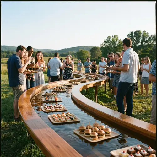 Unique Meandering Water Channel Food Event