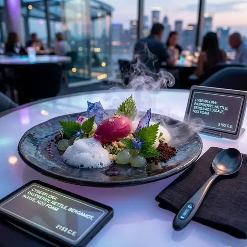 Futuristic Sorbet Dessert: Culinary Art with Sorbet, Foams, Gels