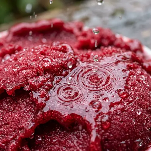 Raspberry Sorbet Texture Under Rainfall | Intricate Patterns