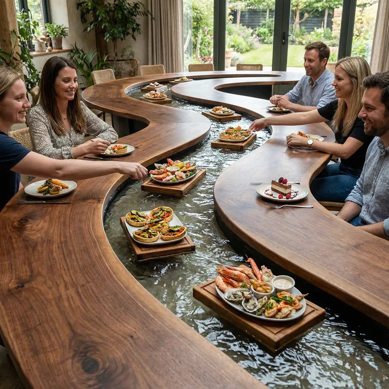 Meandering Water Channel Dining Experience