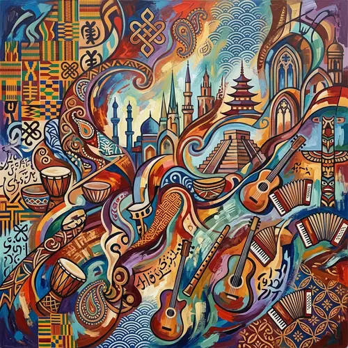 Abstract Art Celebrating Global Cultural Diversity