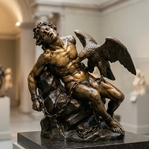 Greek Style Prometheus Sculpture: Mythology Genre Masterpiece