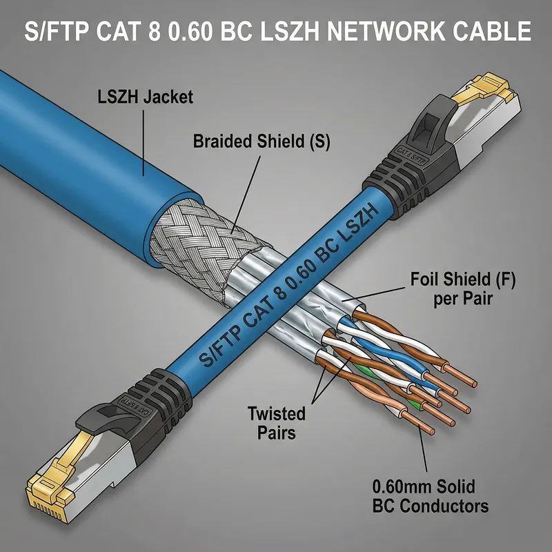 CAT 8 S/FTP 0.60 BC LSZH LAN Cable Information