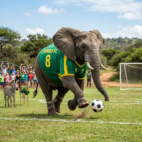 Elephant Playing Soccer - Fun and Entertaining Match