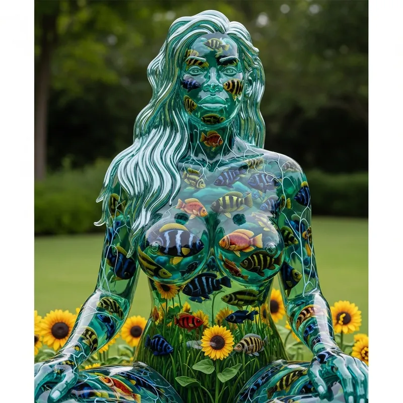 Hyperrealistic Glass Sculpture of an African American Woman