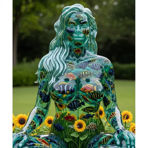 Hyperrealistic Glass Sculpture of an African American Woman