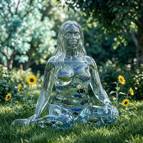 Hyperrealistic Glass Sculpture of an African American Woman