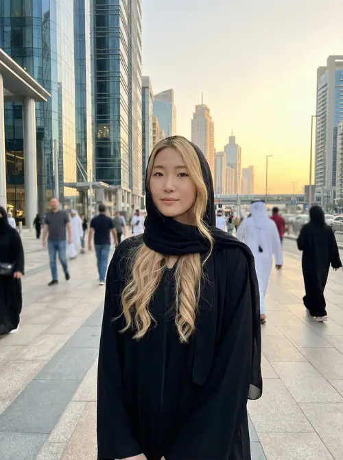 Qatari Woman in Traditional Abaya