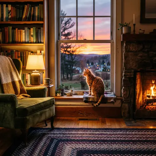 Cozy Sunset View with House Cat
