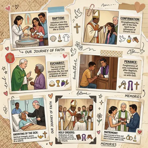 Collage-Style Christian Sacraments Presentation with Diverse Participants