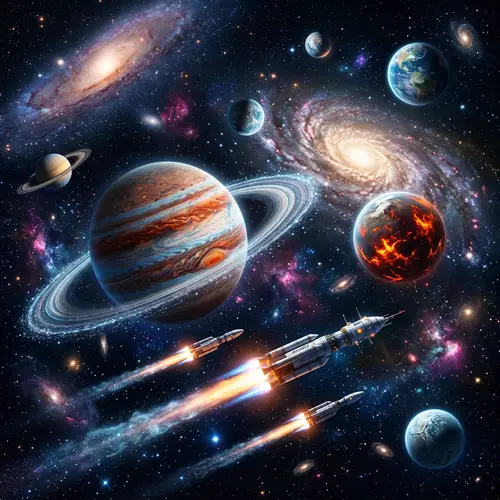 Explore Space: Milky Ways, Planets & Rocket Ships