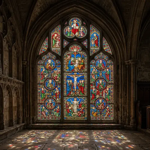 Medieval Stained Glass Window | Detailed Religious Design