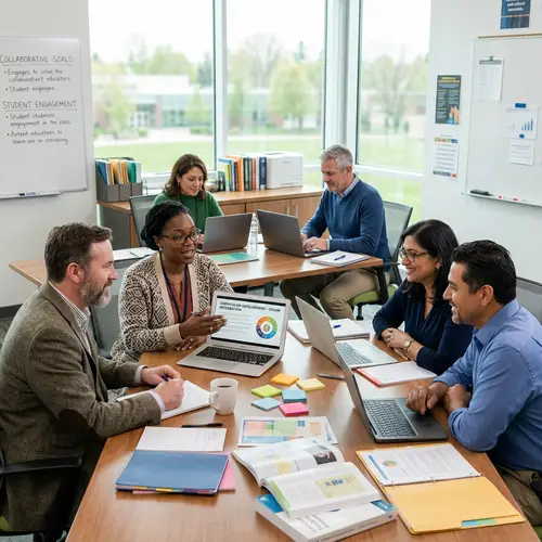 Diverse Middle-Aged Teachers Collaborating with Computers