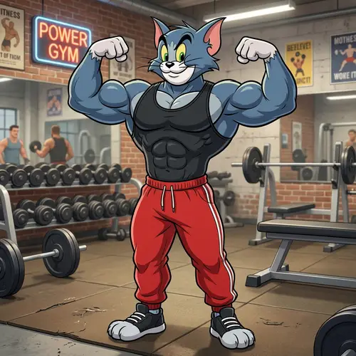 Hello Kitty as a Bodybuilder: Fun Cartoon Mashup