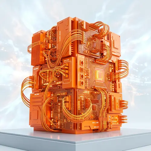 Vivid Orange Physical Cloud Server - Abstract Representation