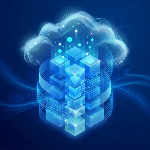 Blue Abstract Physical Cloud Server Design