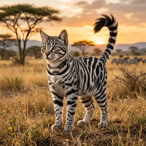 Intriguing Zebra Cat - Photorealistic Fusion of Zebra and Cat