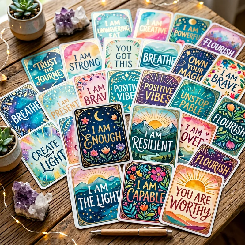 Daily Affirmation Cards for Self-Confidence and Motivation