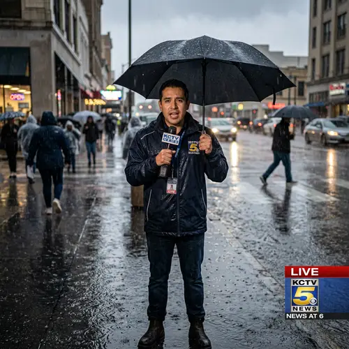 Hispanic Weather Journalist Reports Live News on Heavy Rainstorm
