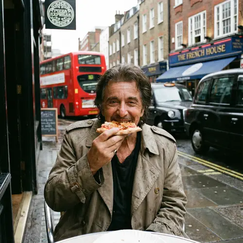 Al Pacino Enjoys Pizza in London