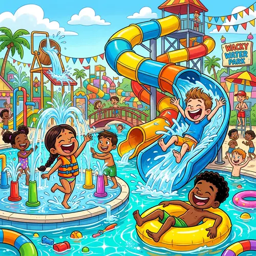 Vibrant Cartoon Water Park Fun for Kids