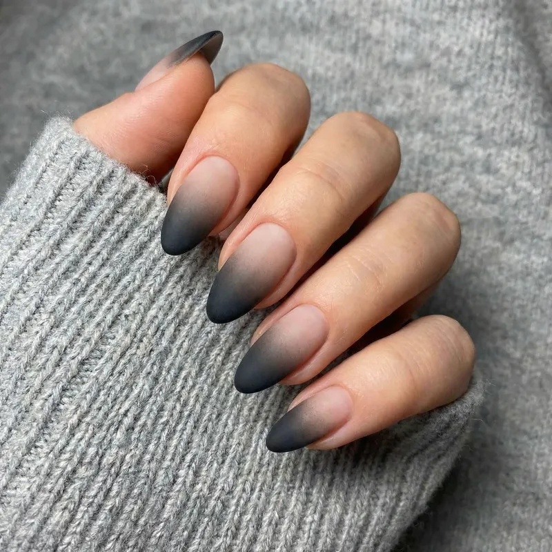 Stunning Ombre French Manicure in Matte Black