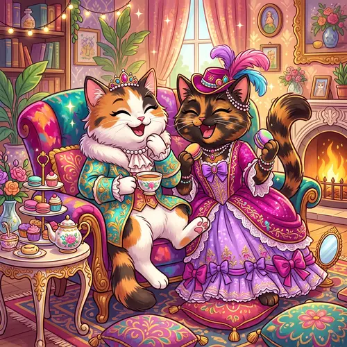 Fashionable Feline Friends in Luxurious Outfits