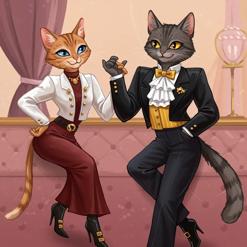 Fashionable Feline Friends in Luxurious Outfits